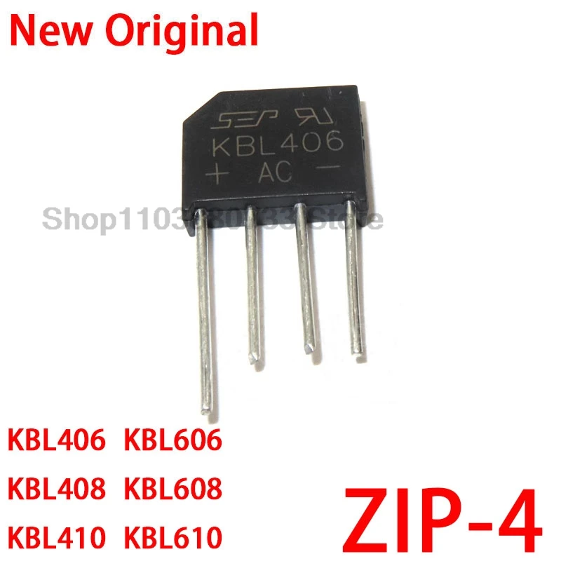 10 Uds 100% nuevo KBL406 KBL408 KBL410 KBL606 KBL608 KBL610 puente rectificador ZIP4