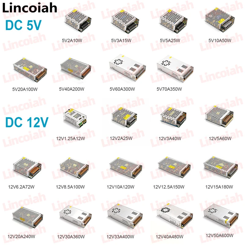 Fuente de alimentación conmutada para tiras LED CCTV, adaptador de corriente de 5V, 12V, 24V, 36V, 48V, 60W, 360W, 600W, transformador de luz CA 100-240V - imagen 3