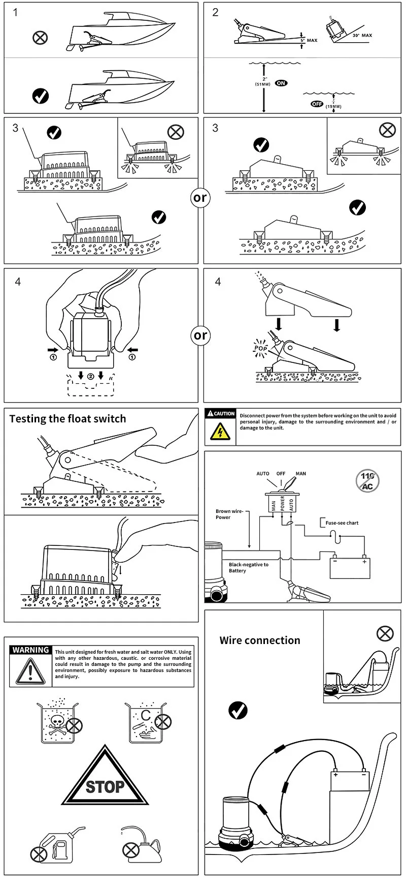 Bomba de Sentina 12V 24V - Salida de agua
