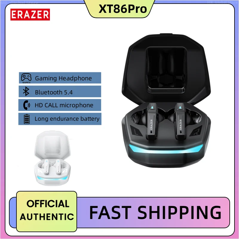 ERAZER XT86 auriculares para juegos Bluetooth 5,4 auriculares inalámbricos auriculares estéreo con micrófono auriculares GM2 de baja latencia
