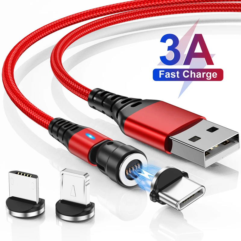 Cable magnético Micro USB tipo C para teléfono móvil, cargador magnético de 3A, giratorio 540, para iPhone y Xiaomi - imagen 2