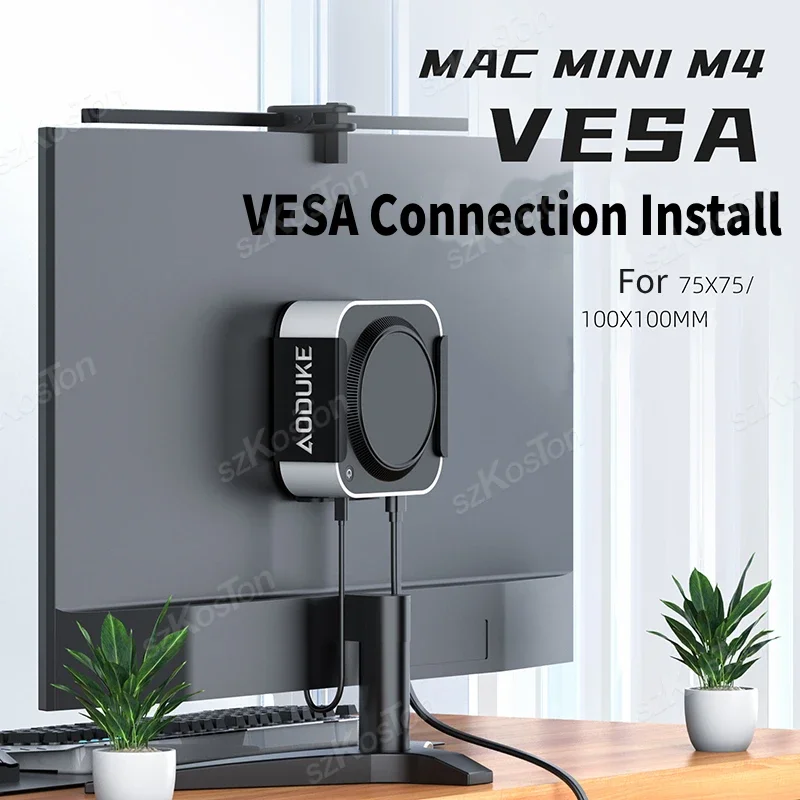 Para Mac Mini M4 computadora de escritorio debajo del soporte de escritorio soporte de montaje de Metal detrás del Monitor VESA para Mac Mini M4 Pro accesorios de PC - imagen 2