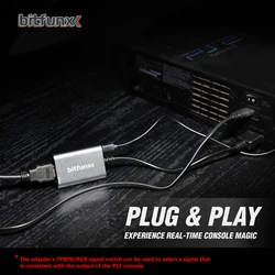 Bitfunx Adaptador Component a HDMI USB para PS2 Fat o Slim