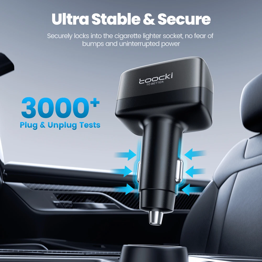 Toocki 105W cargador de coche 3 en 1 PPS PD45W 30W carga rápida pantalla TFT tipo C cargador de teléfono de coche para iPhone 17 16 Samsung S23 S24 - imagen 5