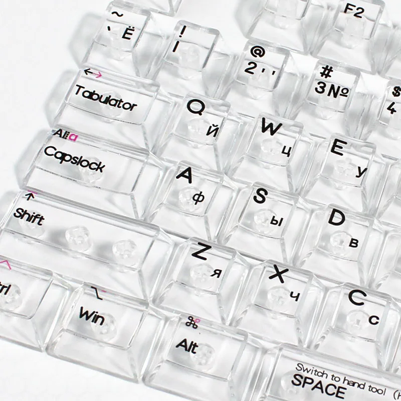 Teclas de cristal con impresión UV de diseño ruso, teclas de PC transparentes blancas, perfil de cereza, 132 teclas para teclado mecánico MX Switch - imagen 3
