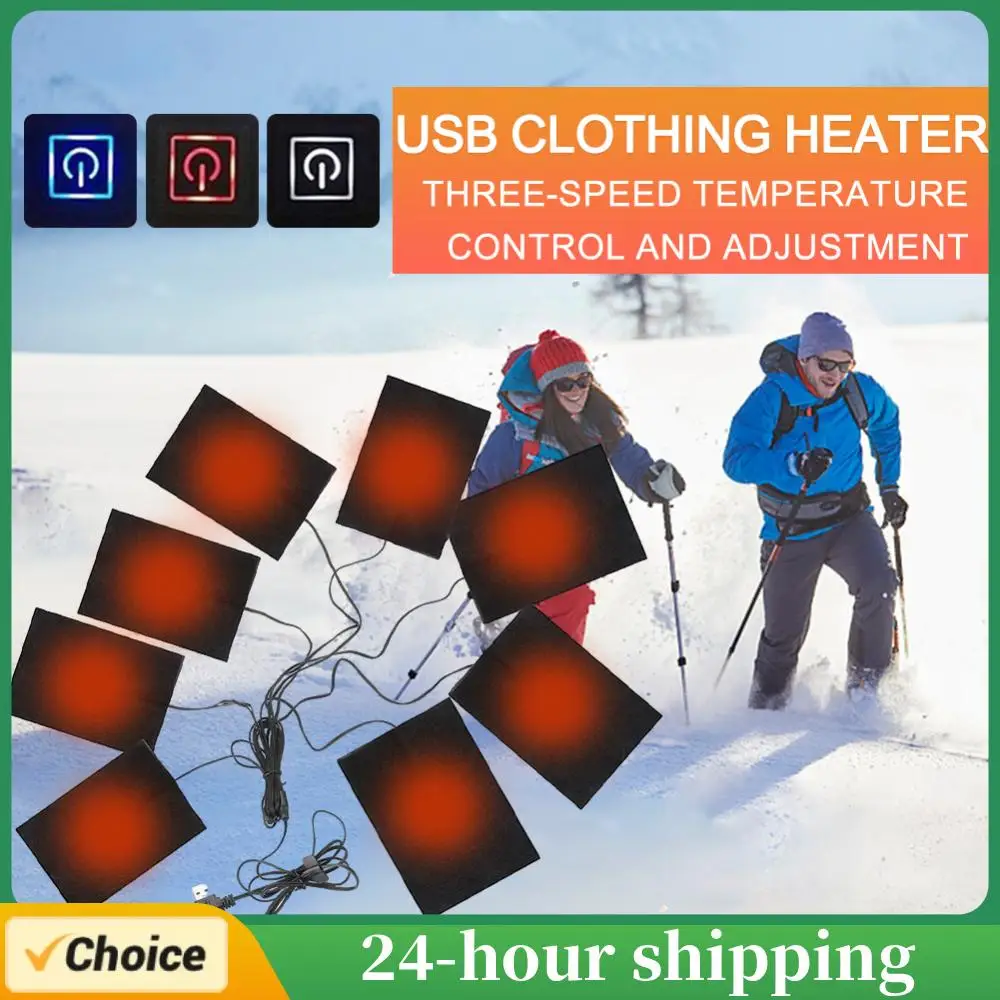 Calentador de tela eléctrico de 3 niveles, almohadillas térmicas USB para exteriores, chaleco calefactor térmico para invierno, almohadillas para exteriores, calentador para acampar y senderismo