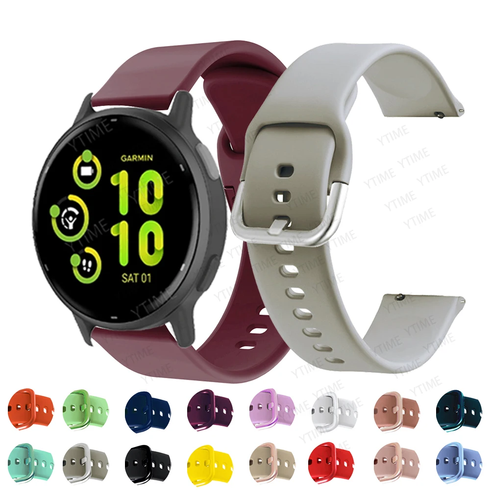 Correa de silicona de 20mm para Garmin Vivoactive 6/5/3, Correa para Garmin Venu/SQ/SQ2/2 Plus, pulsera Forerunner 570 de 42mm