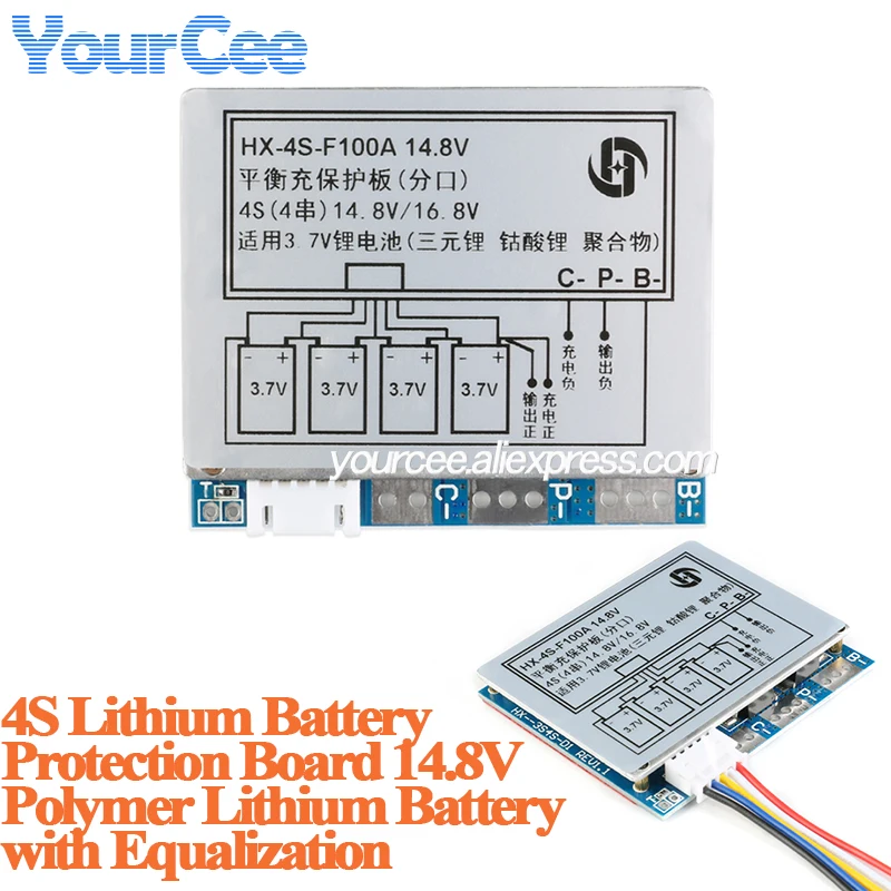 Placa de protección de batería de litio 4S 14,8 V módulo de placa de circuito de batería de litio de polímero de 14,8 V con ecualizador de equilibrio