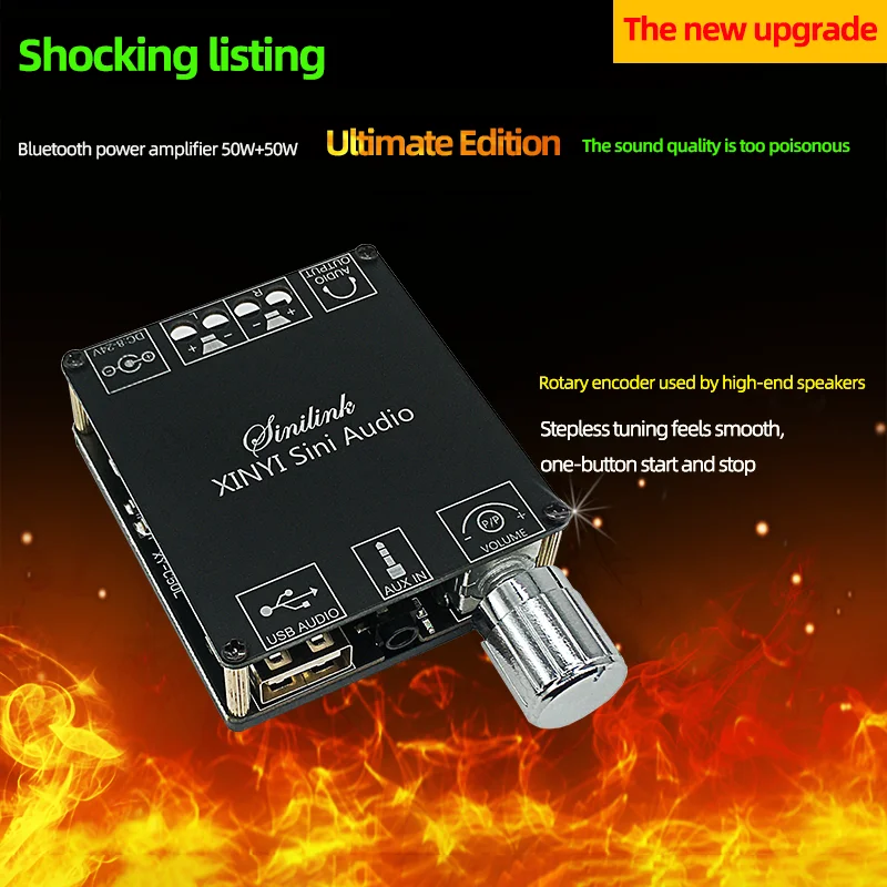 DC 8-26V Audio estéreo de doble canal Bluetooth 5,0 Placa amplificadora de potencia Digital 50W + 50W Módulo amplificador con Bluetooth AUX - imagen 5