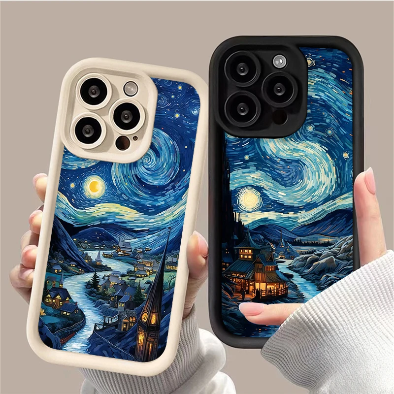 Funda con pintura al óleo de cielo estrellado Van Gogh para Xiaomi Redmi Note 13 12 11 Pro Plus 12S 11S 10S 10 9 9S 8 12C 13C TPU cubierta protectora