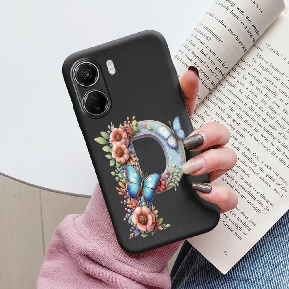 Funda de teléfono con letras rosas y mariposas para Redmi 13C 4G redmi13c 5G, funda de silicona suave a prueba de golpes para Xiaomi Poco C65 - imagen 4