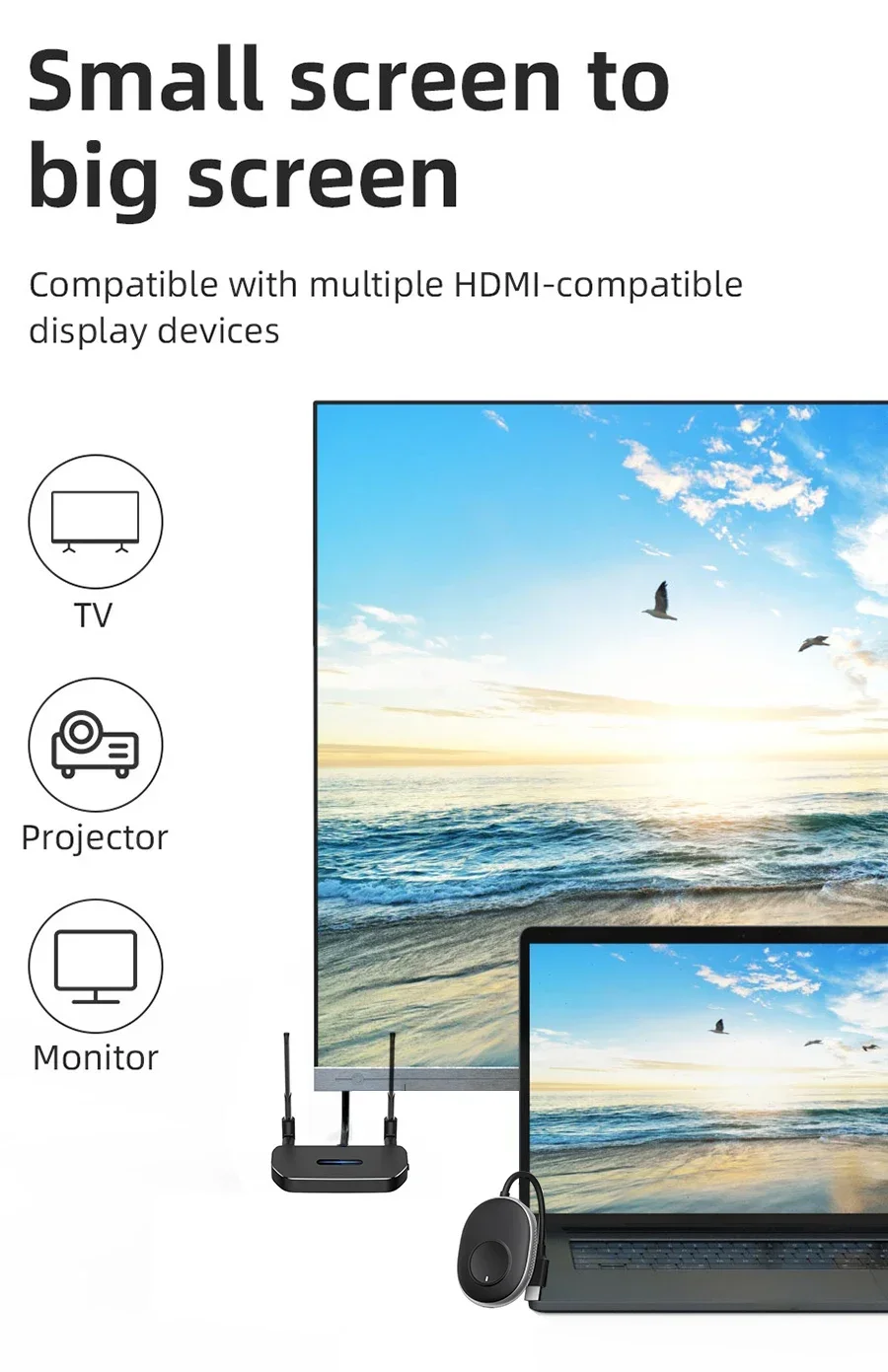 Interruptor inalámbrico extensor HDMI transmisor de vídeo receptor adaptador de pantalla 8 TX a 1 RX para cámara DVD portátil PC a proyector de TV - imagen 5