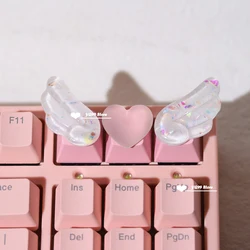 Teclas PBT translúcidas para teclado mecánico con diseño anime de alas