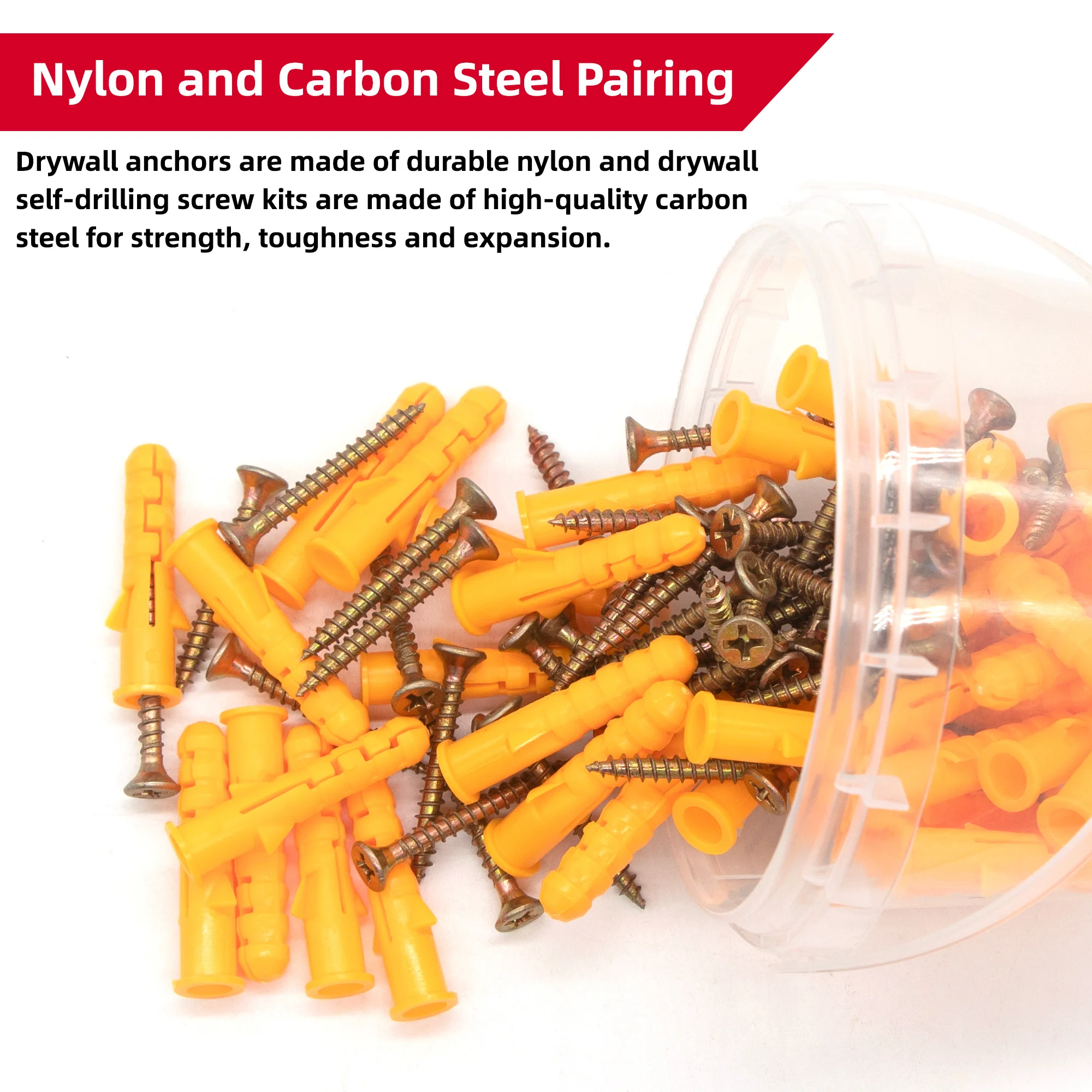 Kit de tornillos y anclaje para paneles de yeso de 100 piezas, paquete de 50 anclas de pared de 1/4 x 1-1/2 pulgadas con tornillos, azul, anclaje de plástico para paneles de yeso/cemento, - imagen 3