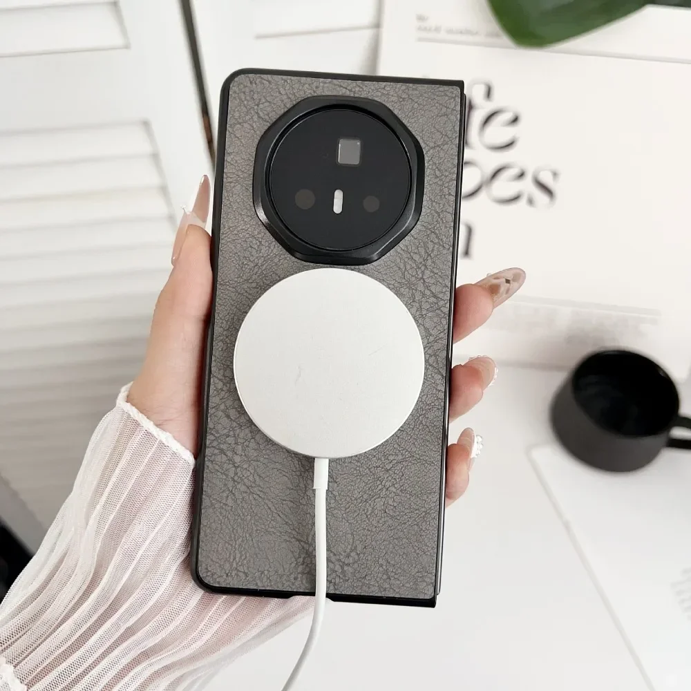 Funda de cuero de negocios de lujo para teléfono Magsafe para Huawei Honor Magic V3 VS3, funda suave con sensación de piel y carga inalámbrica a prueba de golpes - imagen 4