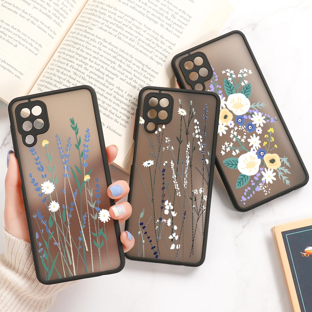Funda mate de flores para Samsung A54 5G A34 A53 A33 A32 A55 A35 A14 A13 A05s A23 A22 A21s A52 A51 A50 A73 A72 A71 A70 Fundas - imagen 2