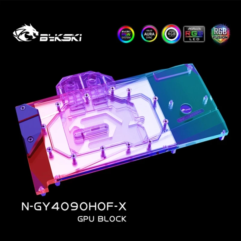 Bykski N-GY4090HOF-X bloque de agua para GALAX GeForce RTX 4090 HOF OCLAB Plus tarjeta GPU/radiador de refrigeración de cobre sincronización RGB - imagen 5