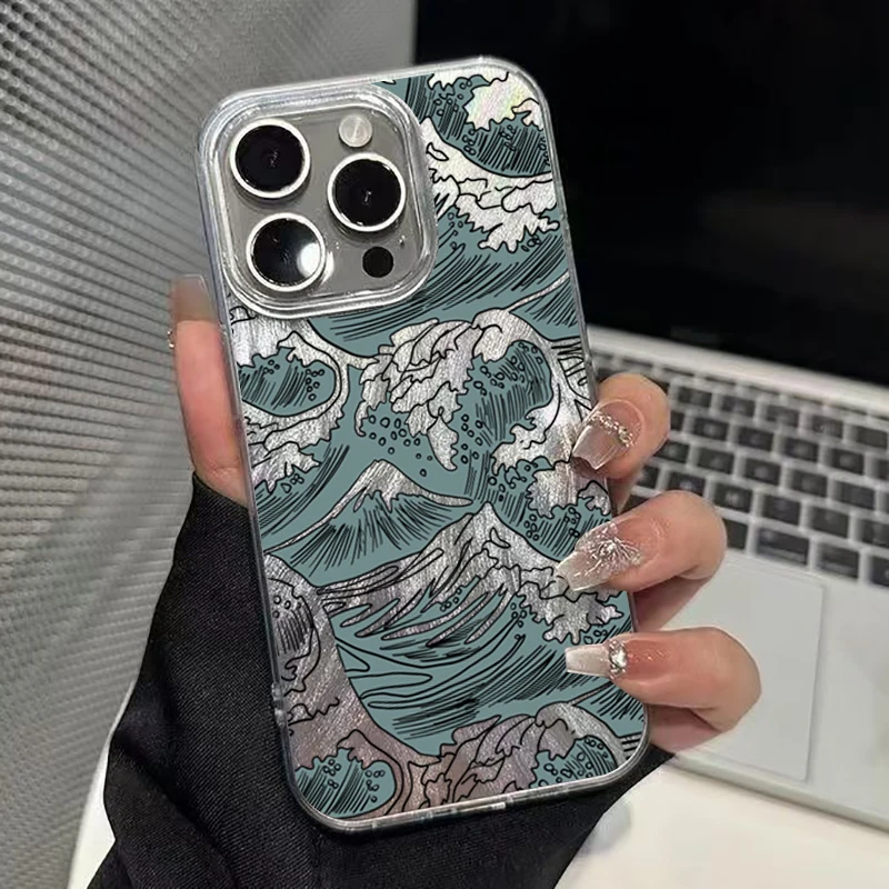 Funda de teléfono de hilo de plumas de estilo literario japonés para iPhone 17 Pro Max fundas iPhone 16 15 14 13 12 11 7 8 Plus 16E XR X XS - imagen 5