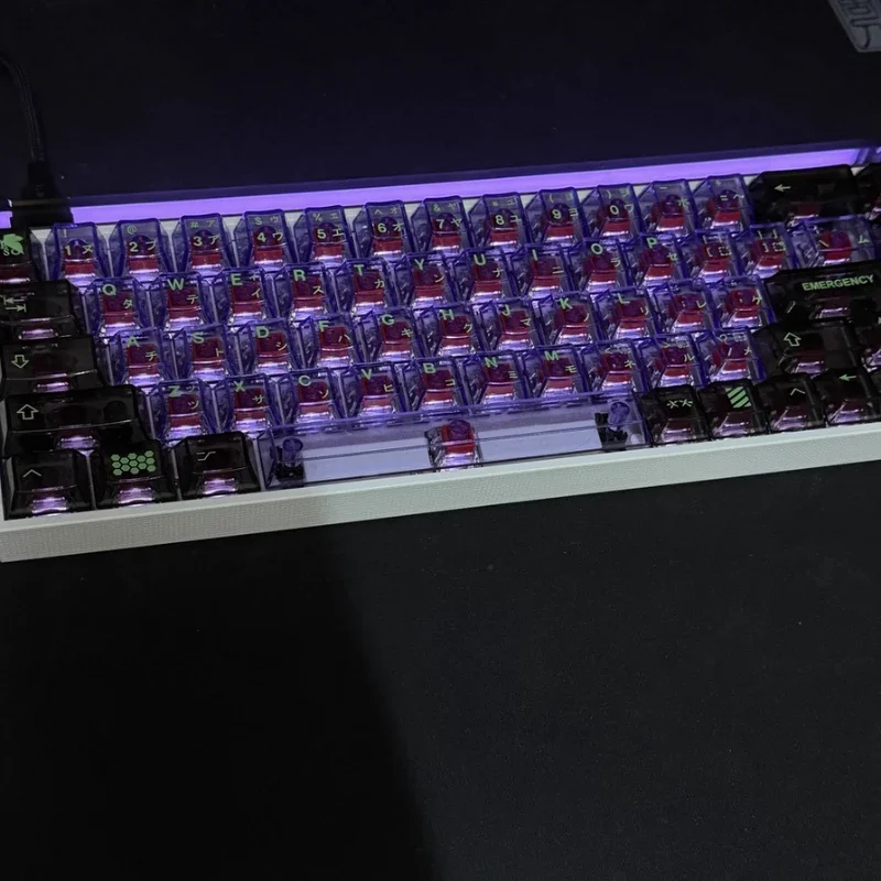 Juego de teclas EVA-01 totalmente transparente para PC, 171 teclas, alta transparencia y resistentes al desgaste, teclas originales de altura de fábrica - imagen 5