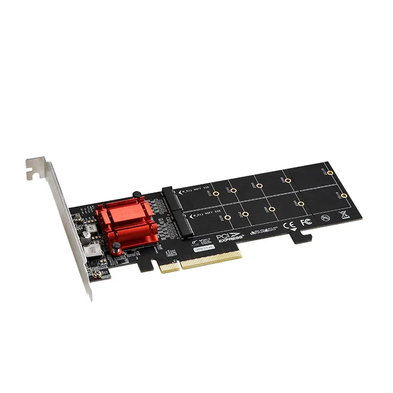 PCIe 3,1 x8 ASM1812 a 2 puertos M.2 NVMe SSD adaptador tarjeta de expansión Dual mkey nvme a pci-e convertidor - imagen 3