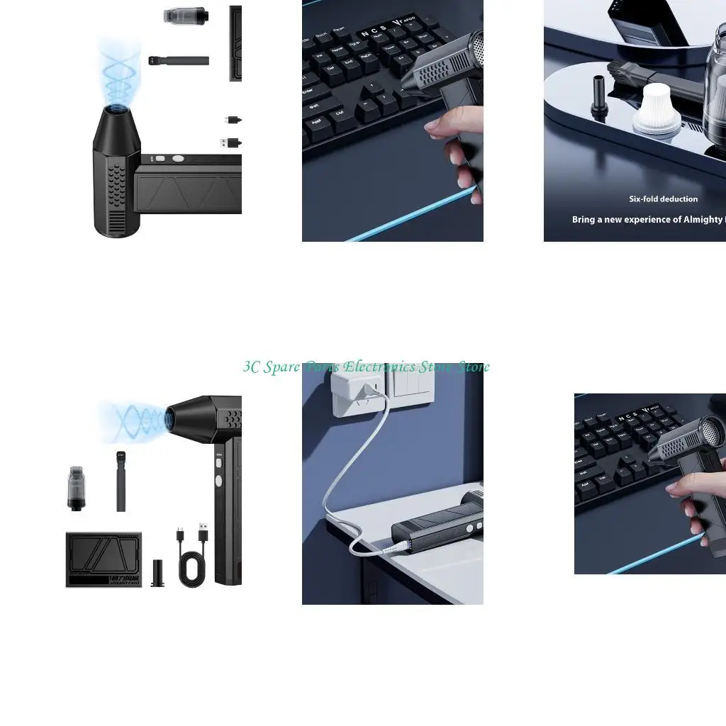 SZ ELECTRIC Air Blower y VACUM 130K RPM Motor sin escobillas 3 velocidades ajustables recargables para teclados PC Polvo