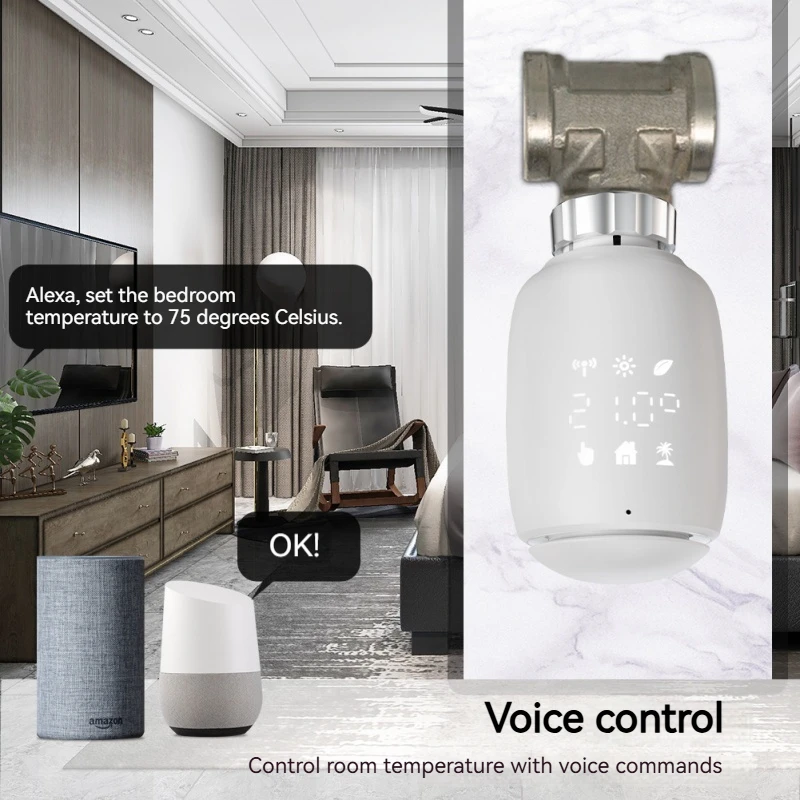 Tuya Zigbee Knob Smart TRV - Válvula termostática para radiador Control de temperatura constante de ahorro de energía, aplicación remota/temporizador - imagen 3