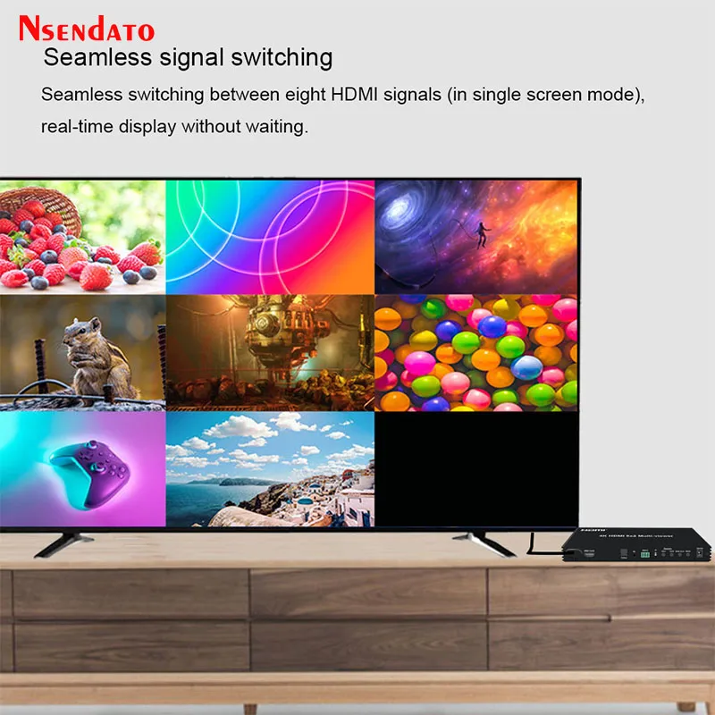 Visor múltiple de pantalla cuádruple HDMI 8x2 4K 60hz 8 en 2 salidas HDMI multivisor interruptor continuo multiplexor de 8 canales visor multipantalla - imagen 5