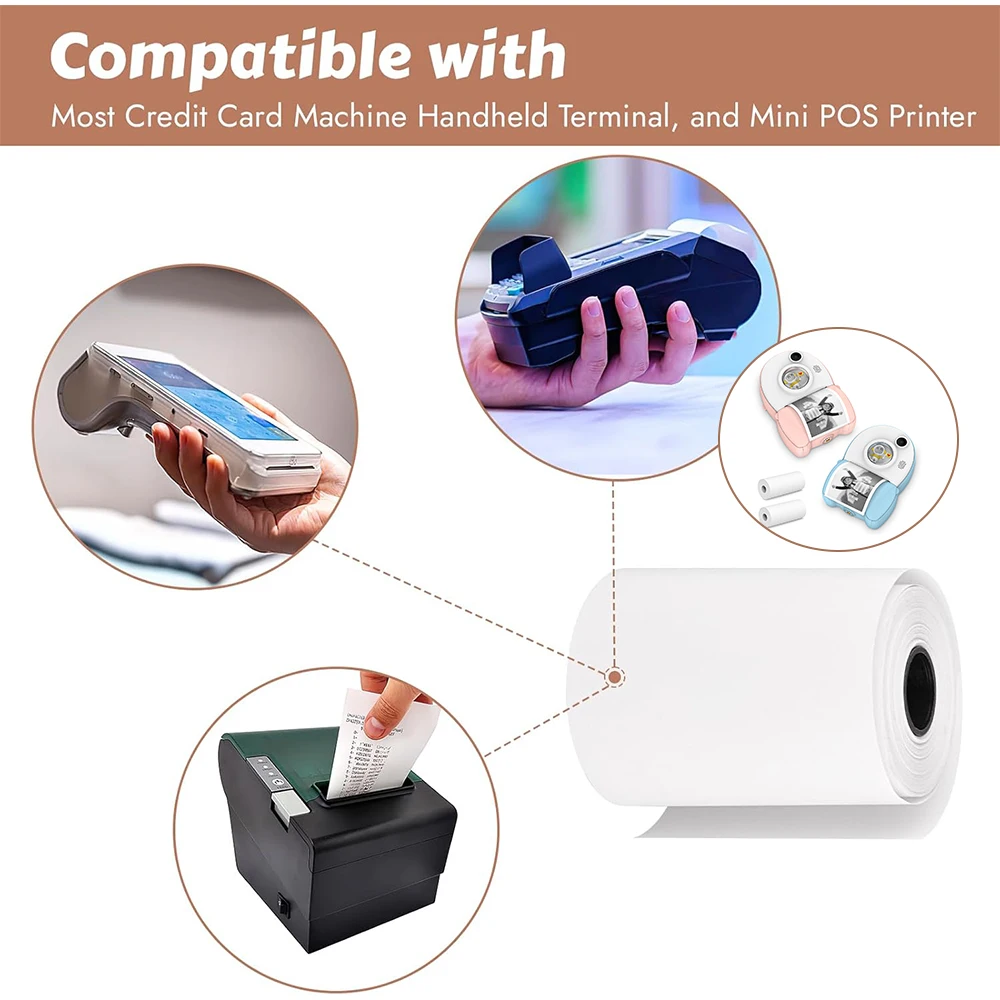 Rollos de recibos de papel térmico de 5-20PK, 57x40mm, se adapta a todos los tarros, impresora de caja registradora POS, tarjeta de crédito, papel térmico no adhesivo - imagen 3