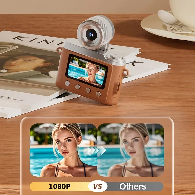 Grabadora de vídeo de bolsillo con cámara Digital Retro de 1080P con pantalla IPS de 1,47 pulgadas, luz de Flash LED, Mini videocámaras Retro para fotografía - imagen 5