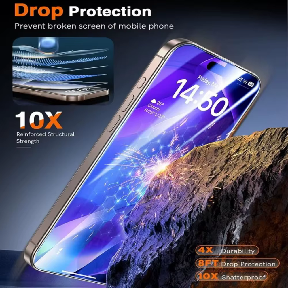 Protector de pantalla de cubierta completa de 3 uds para iPhone 17 16 15 14 13 Pro Max Air 12 11 Pro 15 16 Plus XR XS Max 9H dureza vidrio templado - imagen 4