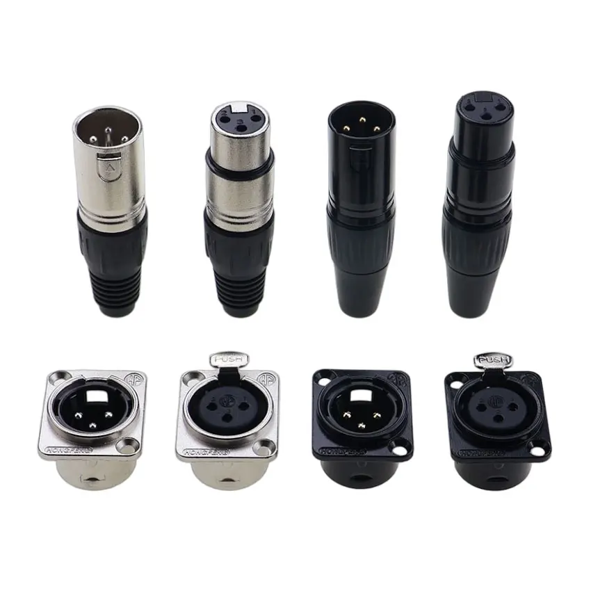 YuXi XLR conector Jack de montaje en Panel macho hembra de 3 pines enchufe de contacto de cobre micrófono enchufe de Cable de Audio - imagen 2