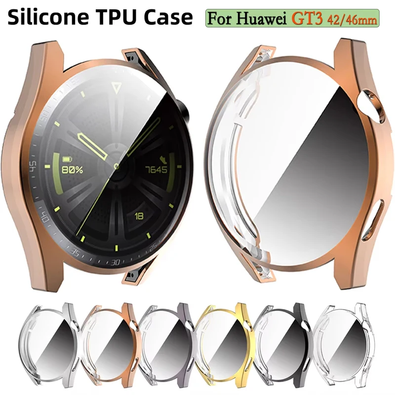 Funda de silicona para Huawei Watch GT3, Protector de pantalla de cobertura completa de 42mm y 46mm, fundas blandas de TPU para Huawei GT3 de 46mm y 42mm