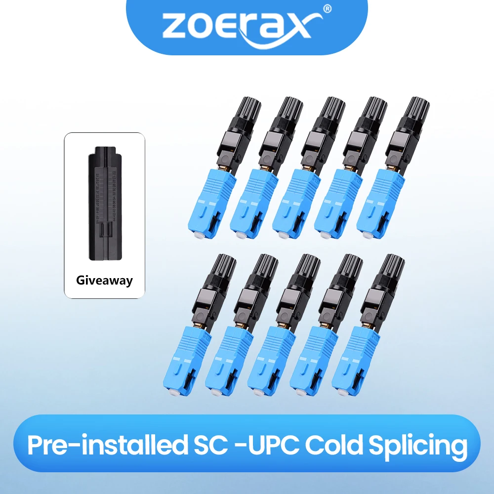 ZoeRax 10 Uds SC UPC conector rápido de fibra óptica integrada para FTTH adaptador frío óptico de fibra de fusión reutilizable herramientas de conexión