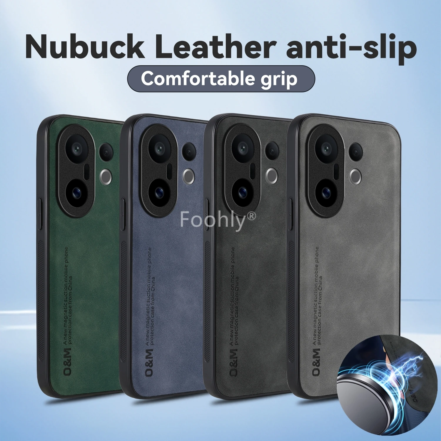 Funda magnética de cuero nobuck a prueba de golpes para Vivo X200 FE, Funda protectora trasera, Funda