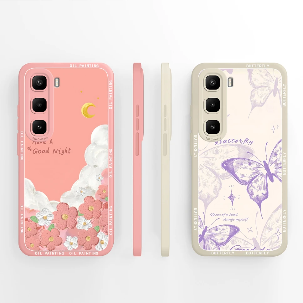 Para Infinix Hot 60 Pro Plus 4G funda de teléfono bonita funda protectora de mariposa para Infinix Hot 60Pro + parachoques ligero anticaída - imagen 3