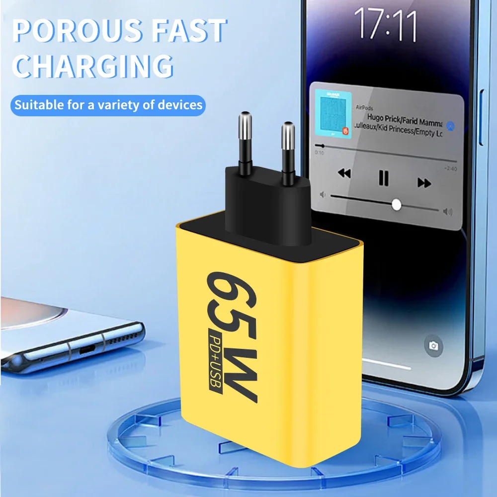 Cargador USB PD 65W QC 3,0 cargador rápido tipo C cargador de teléfono móvil adaptador de pared para Iphone 15 16 Pro Max Xiaomi Huawei Samsung - imagen 5