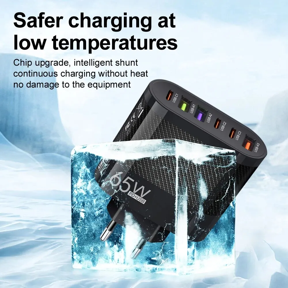 3.1A 6 en 1 3USB 3PD cargador QC3.0 cargador rápido de carga para Samsung S23 Xiaomi adaptador de carga de teléfono móvil enchufe UE/EE. UU./Reino Unido - imagen 5