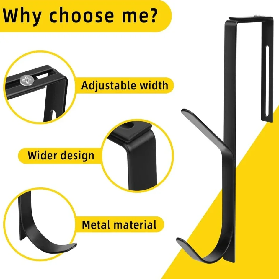 Ganchos para abrigos dobles ajustables de metal resistente sobre el panel, ganchos para cubículo de montaje en pared para paneles de 1,35-3,5 pulgadas (paquete de 2) - imagen 3