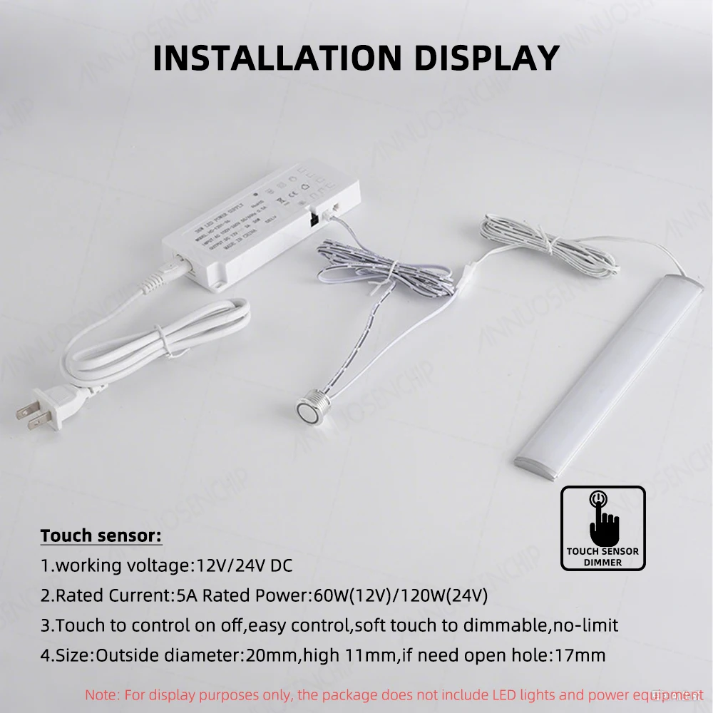 Lámpara de iluminación LED para armario, interruptor con Sensor de tira, DC12-24V 5A, Mini PIR/táctil/barrido/movimiento, interruptores eléctricos, Cable conector DuPont - imagen 3