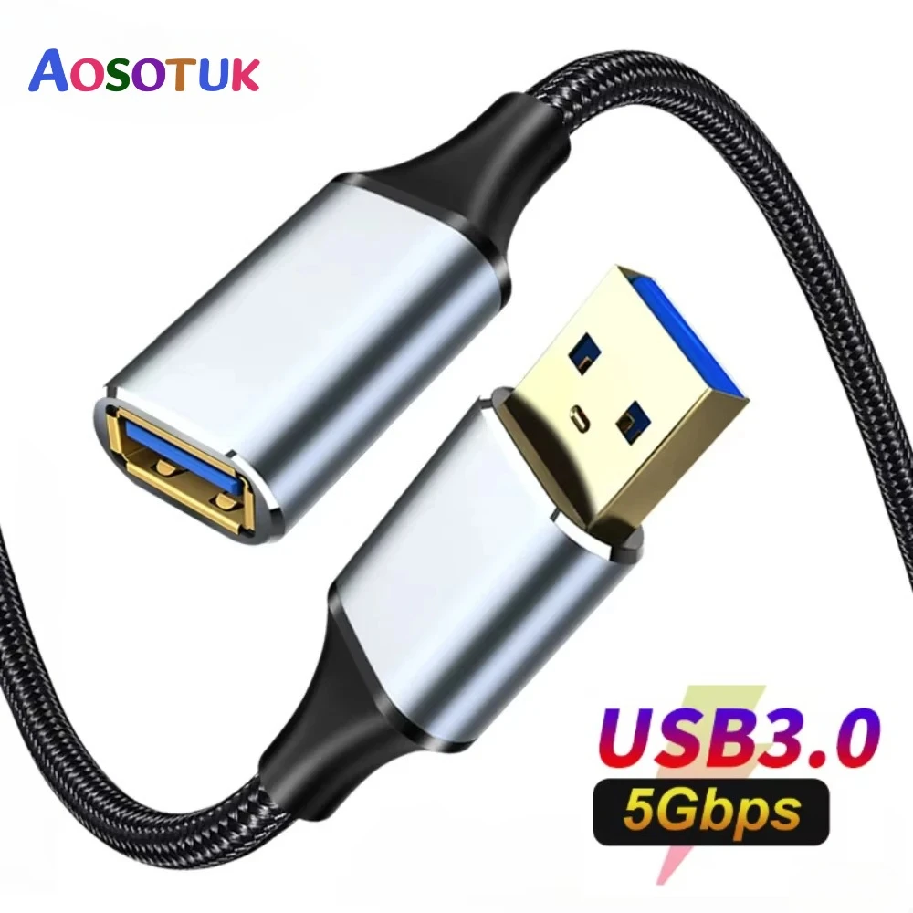 Cable de datos de transmisión de alta velocidad USB 3,0 macho a hembra trenzado de nailon Cable de extensión de impresora de cámara de ordenador 0,5/1/2/3/5M - imagen 2