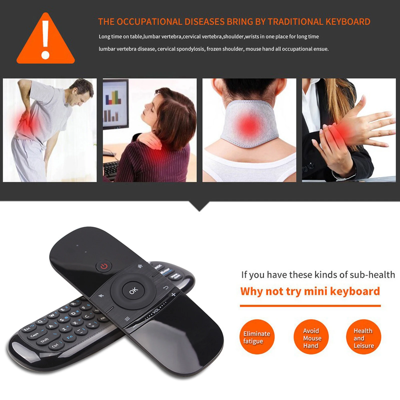 MRSVI W1 2,4G Air Mouse Control remoto aprendizaje 6 ejes movimiento teclado inalámbrico sentido para Smart TV Android Win TV Box PC - imagen 4