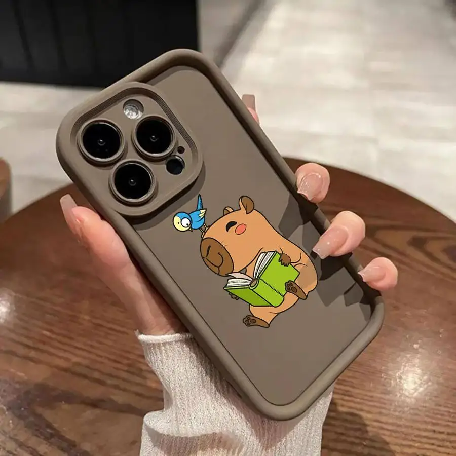 Funda de capibara de dibujos animados para iPhone 15 Plus 11 16 Plus 12 Mini XS XR 16e 11Pro 13 Pro MAX 14 funda suave - imagen 2
