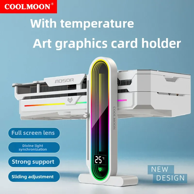 COOLMOON AOSOR GH3 Pro pantalla de temperatura soporte para tarjeta gráfica ordenador ARGB soporte de lente ajustable Vertical - imagen 2