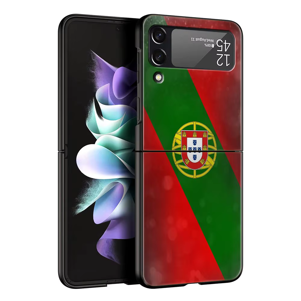 Funda de teléfono de Portugal para Samsung Galaxy Z Flip3 Flip4 Flip5, carcasa para Z Flip 3 4 5 6 7, funda trasera plegable dura - imagen 4