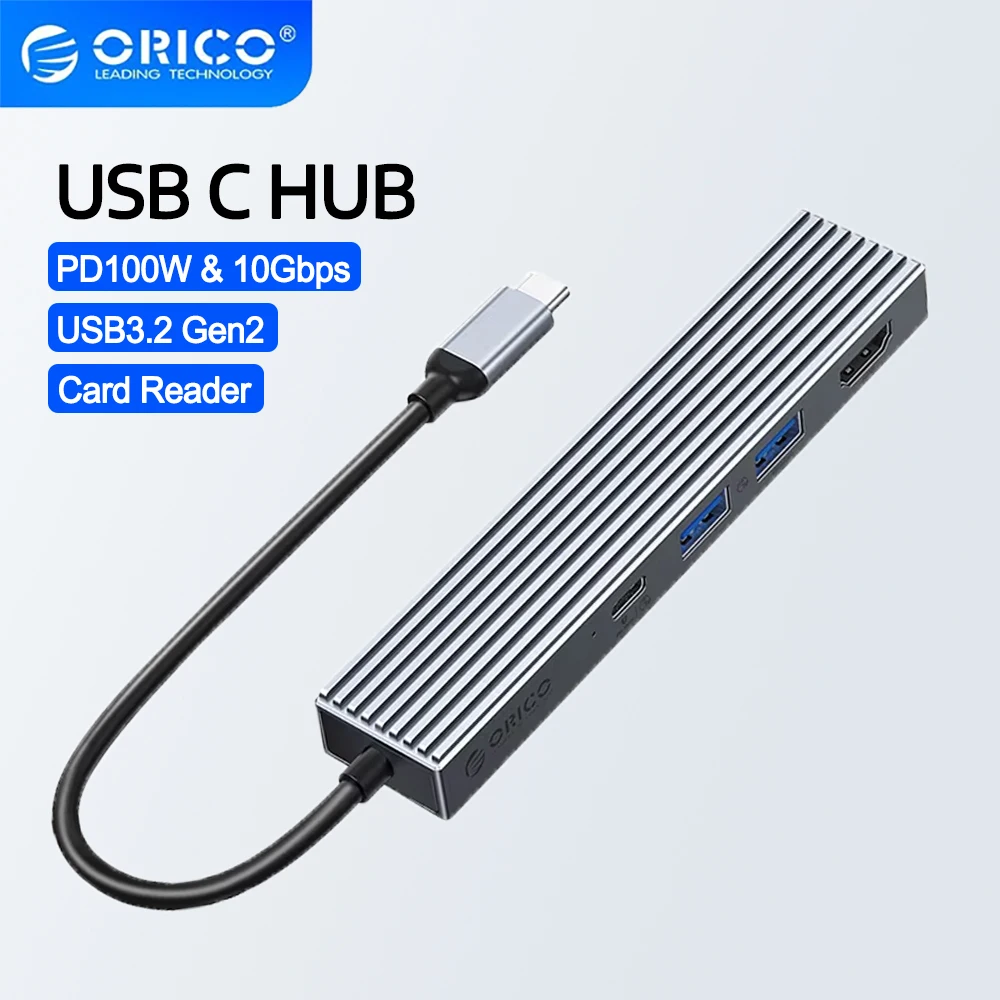 ORICO 4 puertos USB HUB 10Gbps tipo C a USB 3,1 Hub divisor adaptador PD100W SD TF divisor OTG adaptador para MacBook Pro iPad Pro