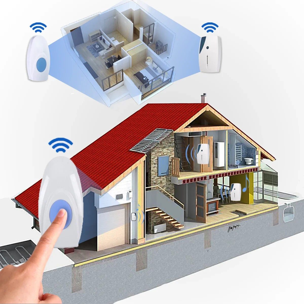 36 Tune Chimes Songs Timbre inalámbrico LED impermeable Timbre de puerta con control remoto - imagen 5