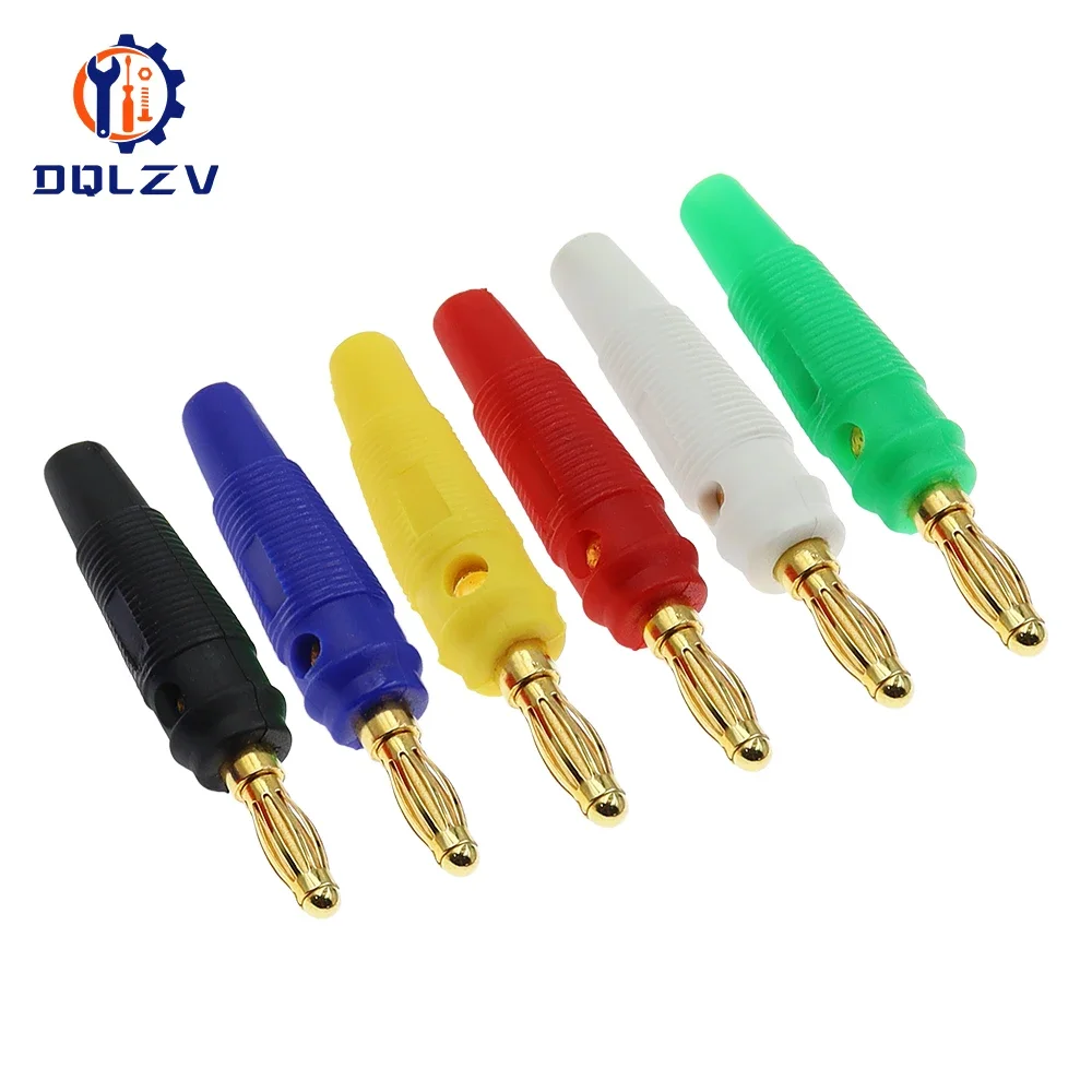 Enchufes de 4mm, Cable de altavoz Musical chapado en oro, Pin de Cable, conectores de clavija de plátano, enchufe rojo, negro, azul, verde, amarillo