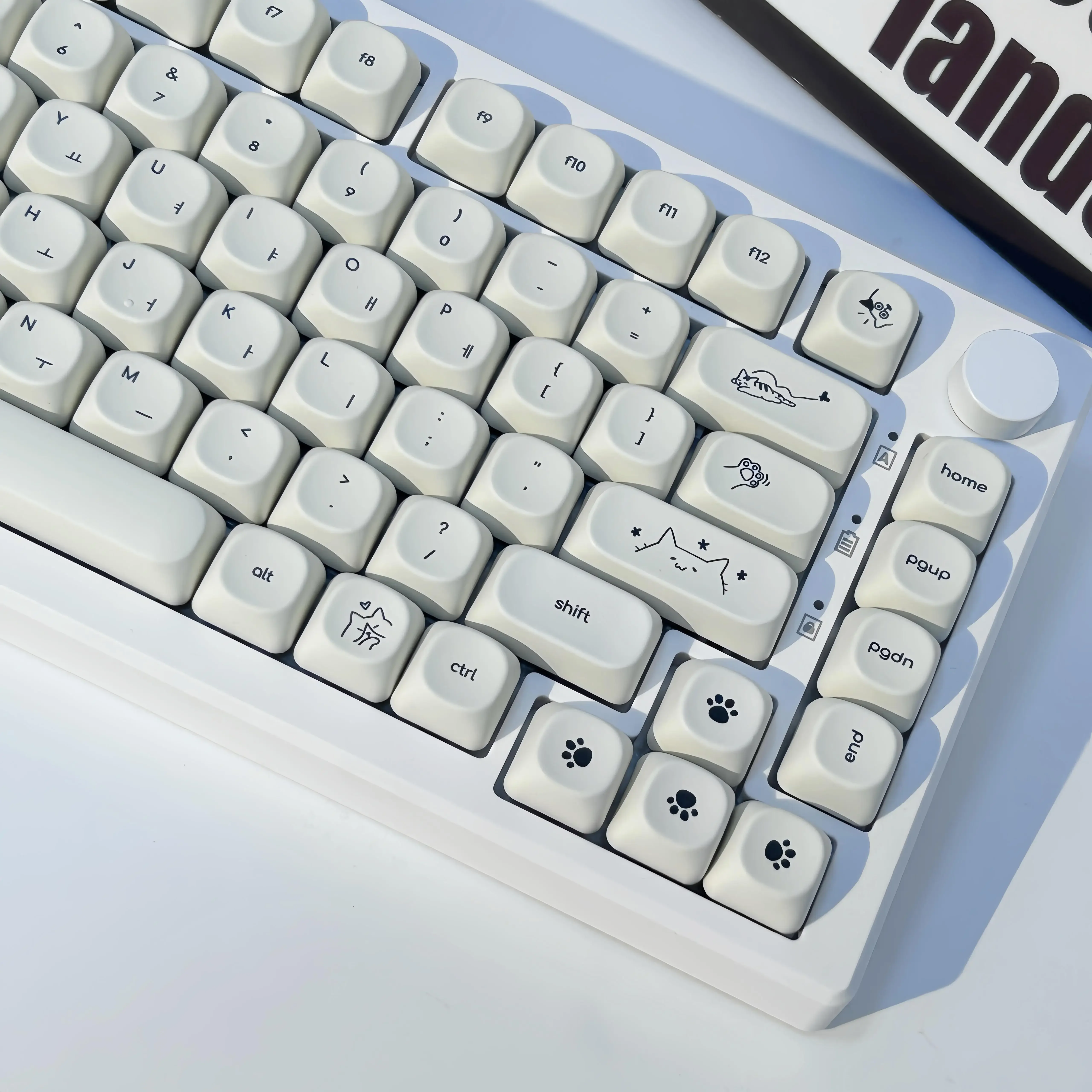 Teclas coreanas con tema de gato, tapa redonda con perfil MOA, sublimación térmica PBT, teclas colgantes blancas leche para teclado mecánico - imagen 4