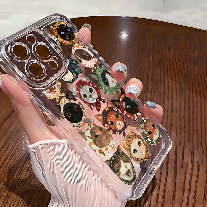 Funda de teléfono con parachoques transparente de TPU con diseño de gato para iPhone 16E 16 15 14 13 12 11 Pro Max XS X 7 8 PLUS SE 2022 - imagen 4