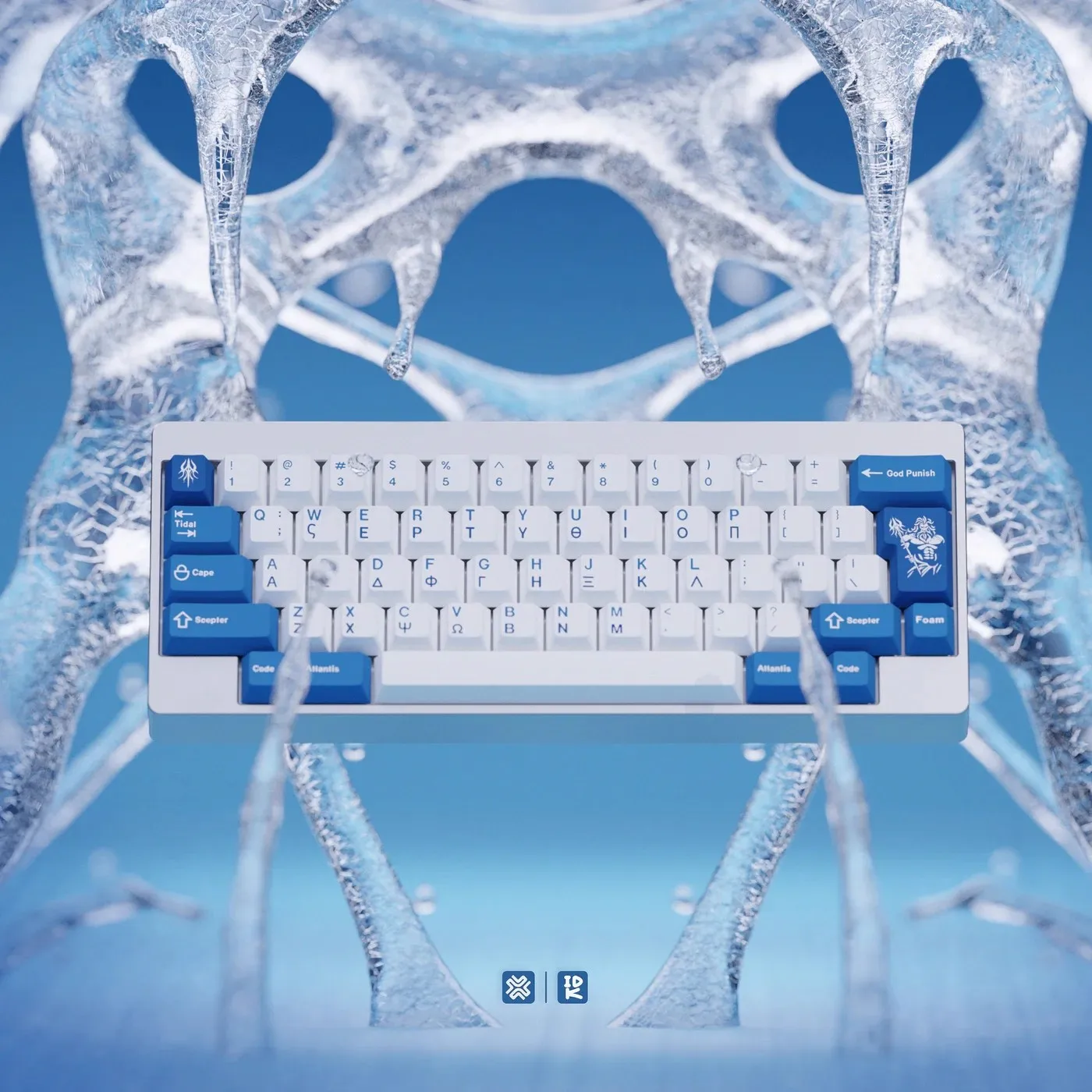 IDK-teclas azules con tema de invierno, perfil de cereza PBT, tapa de teclado Original personalizada para regalos de teclado mecánico